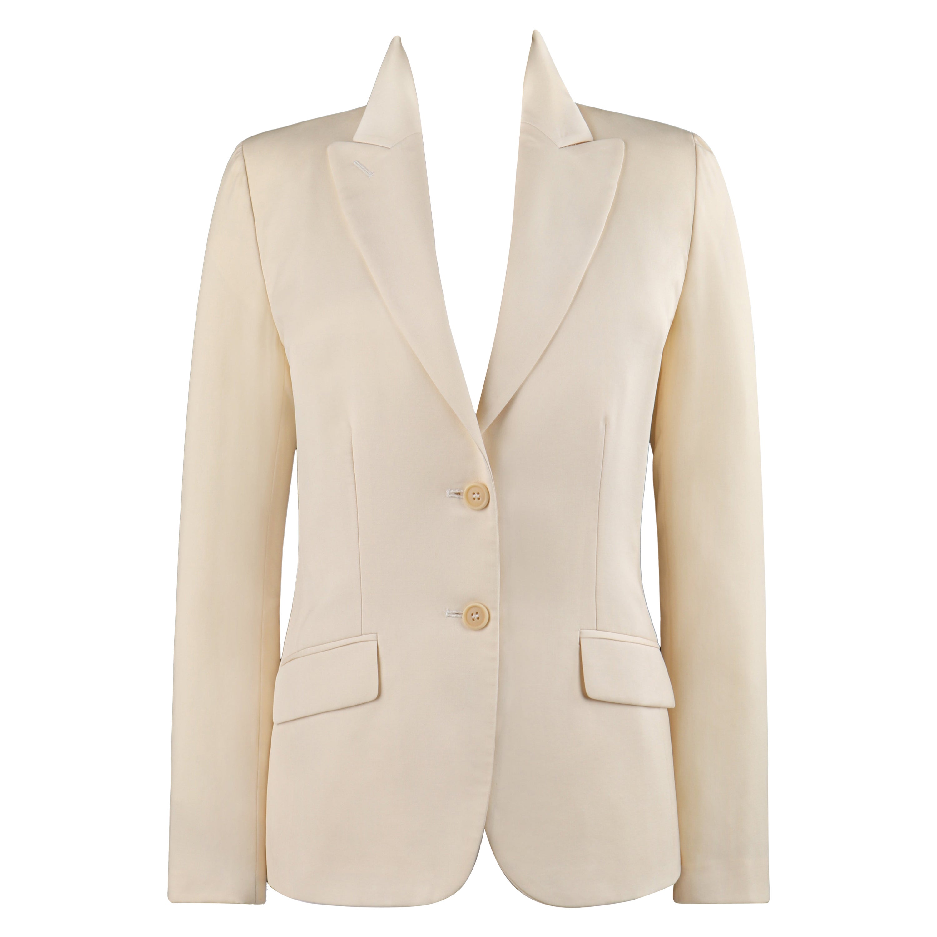 ALEXANDER McQUEEN S/S 1998 Ivory Button Front Notch Collar Slanted Pocket Blazer For Sale