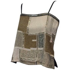 Camisole in pelle e perline con finiture in strass