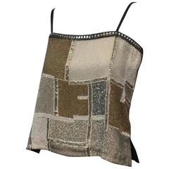 Amphiboles Leather and Beaded Camisole with Rhinestone Trim 11