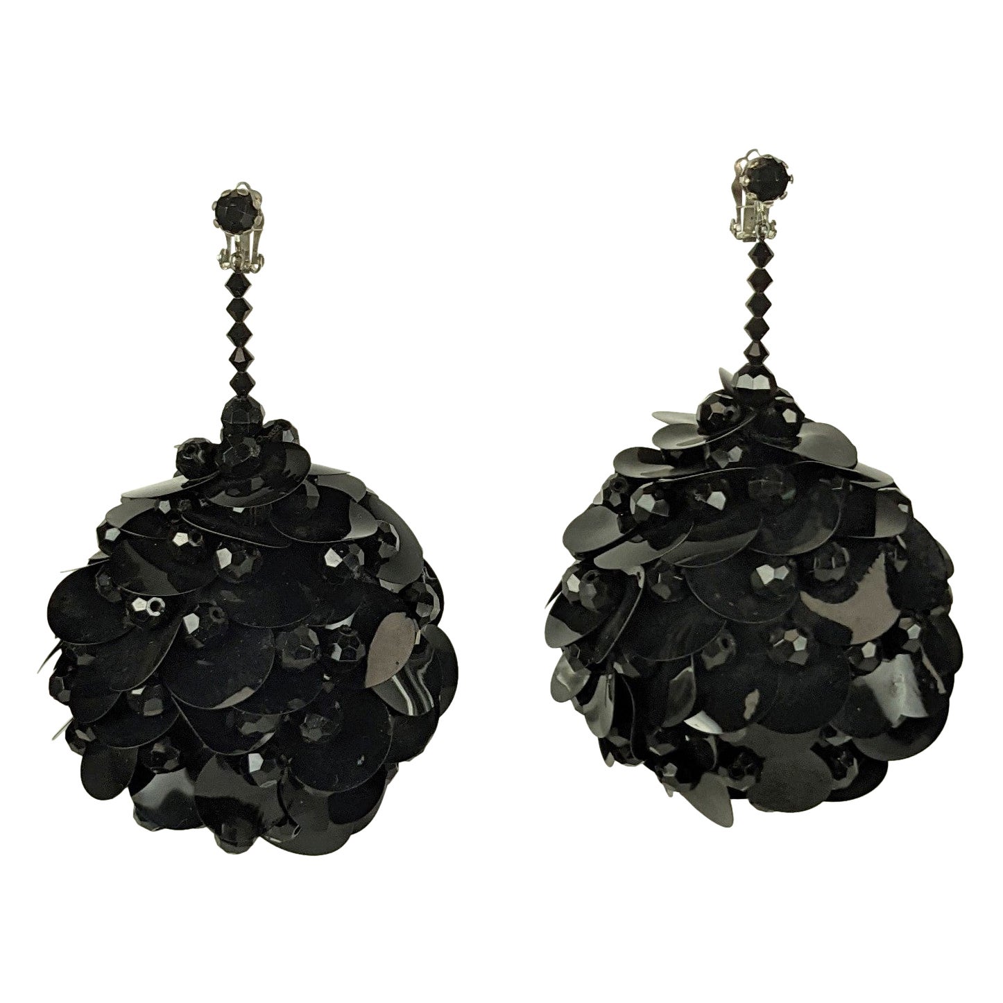 Massive Mod Sequin Ball Earrings For Sale