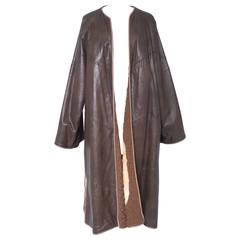 Michaele Vollbracht Hand-Painted Quilted Silk & Leather Coat
