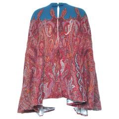 Vintage Hand-Embroidered Paisley Print Cape