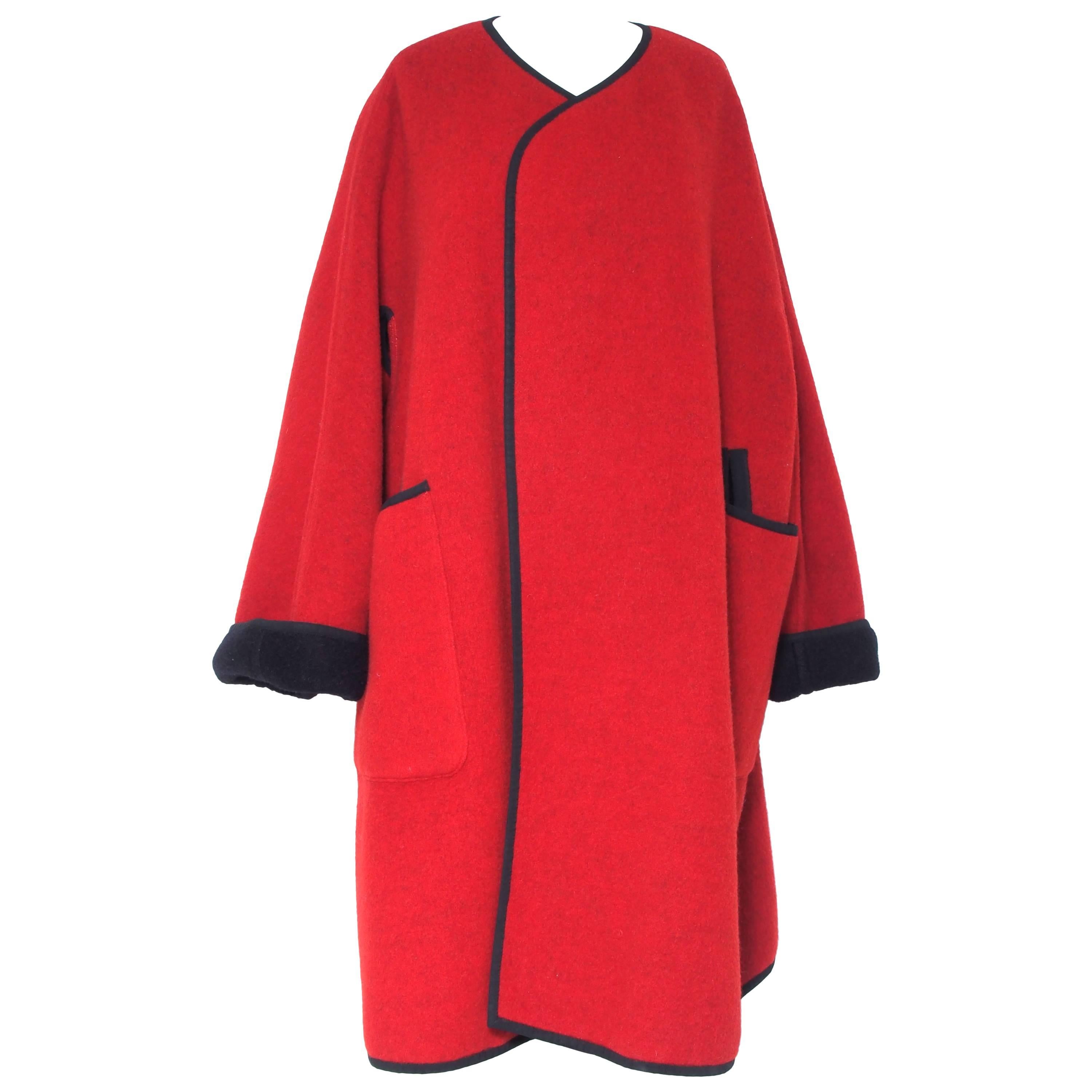 Hermes Oversized Reversible Wool Open-Front Coat For Sale