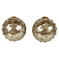 Large Miriam Haskell Pearl Cabochon Earrings