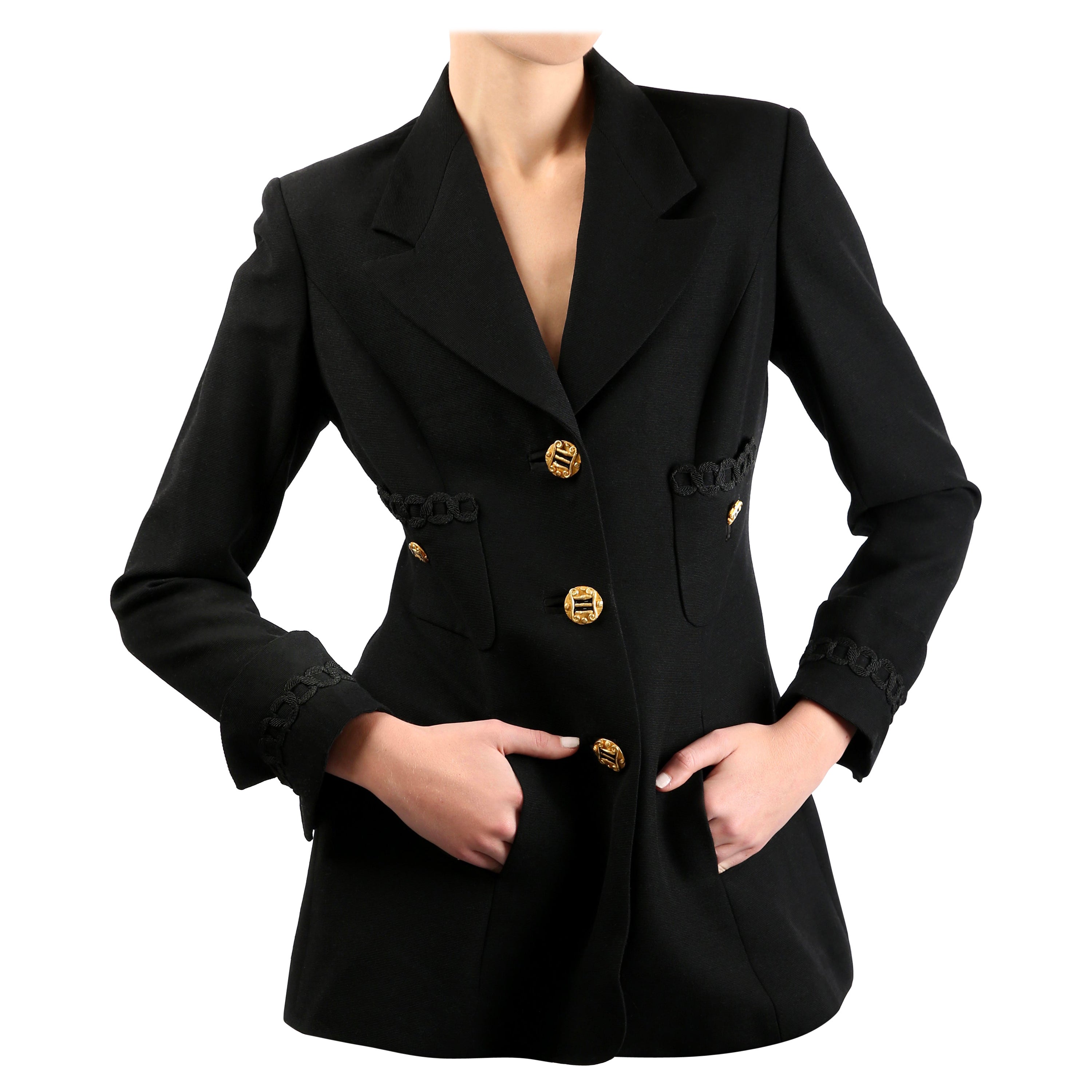 Authentic Louis Vuitton black uniform jacket blazer with pockets gold  buttons