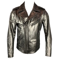 MARC by MARC JACOBS Size 40 Silver Metallic Leather Biker Jacket