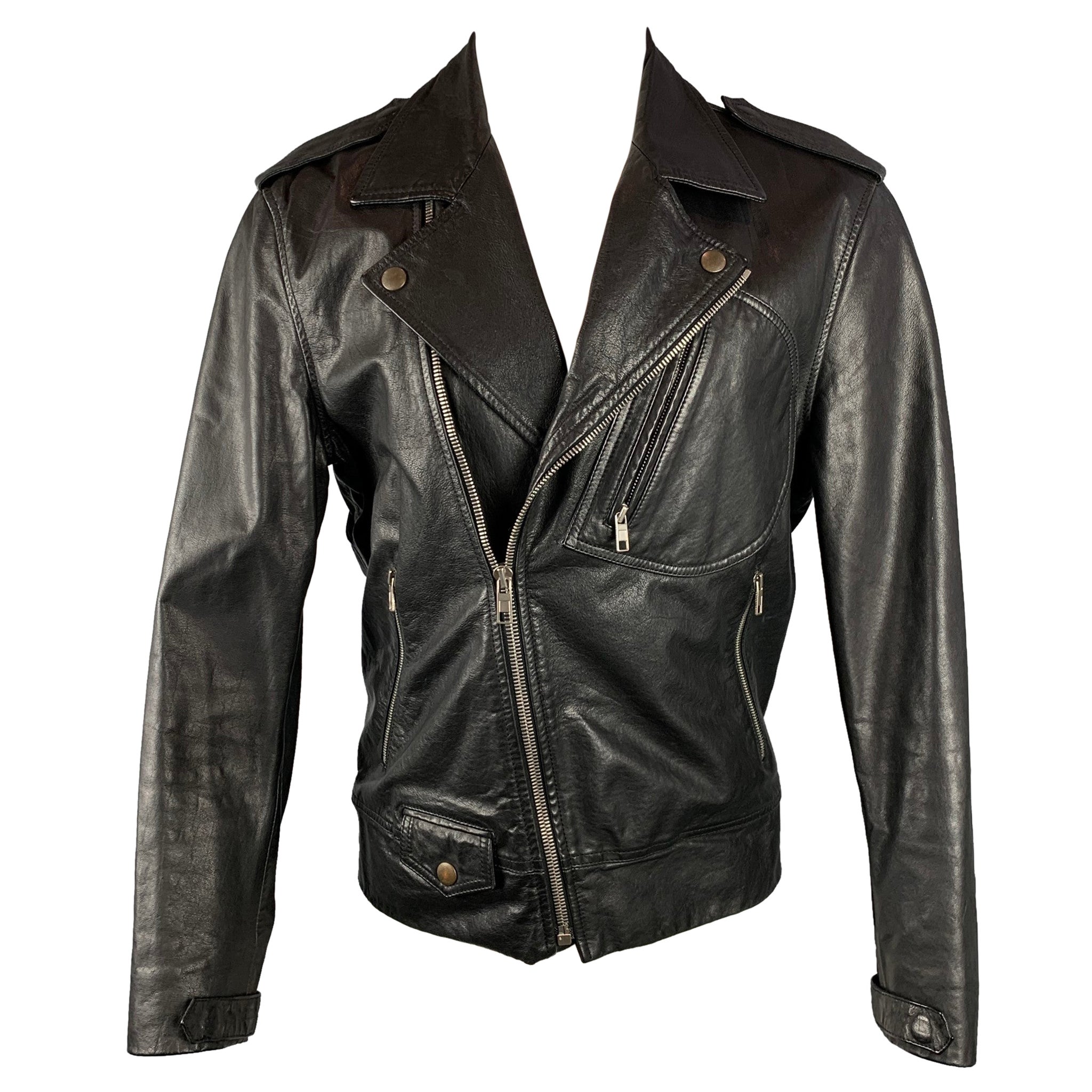 Louis Vuitton Black Leather and Silk Quilted Biker Jacket L For Sale at  1stDibs