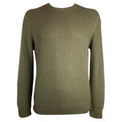 POLO by RALPH LAUREN Size L Olive Waffle Knit Cashmere Crew-Neck Pullover