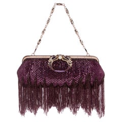 Gucci by Tom Ford Limitierte Auflage Lila Clutch mit Paillettenfransen und Drachen F/S 2004