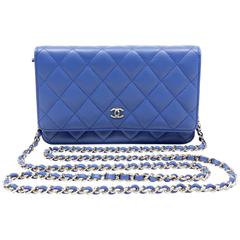 Chanel Electric Blue Leather WOC- Wallet on a Chain at 1stDibs  chanel  blue woc, chanel woc blue, chanel blue wallet on chain