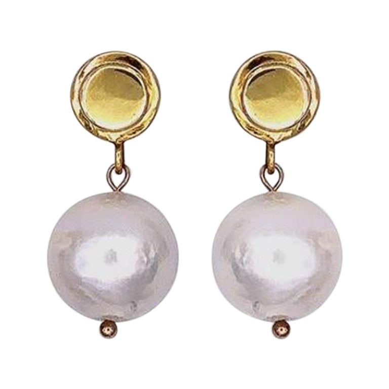 14k Gold Plated Sterling Silver Baby Katie Pearl Drop Earrings