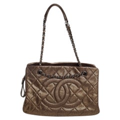 Chanel Bronze Quilted Caviar Leather CC Timeless Soft Tote