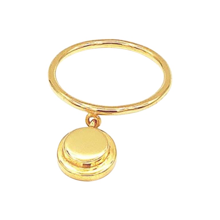 Sterling versilberter Saffia Charm-Ring aus 14k Gold, Größe 8