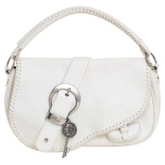 Dior Weißes Leder-Hipstitch Gaucho Hobo