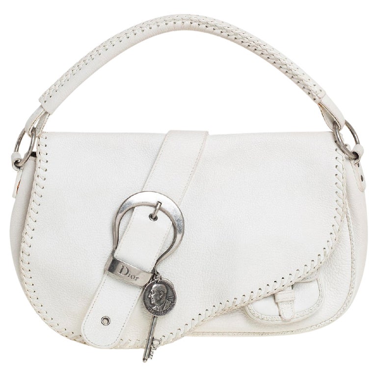 Dior White Leather Whipstitch Gaucho Hobo at 1stDibs