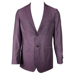 ETRO Size 42 Purple & Red Print Cotton Notch Lapel Sport Coat