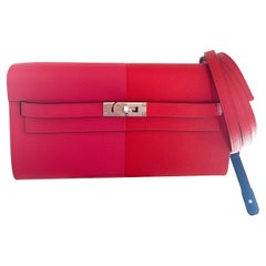 Hermes Kelly To Go Bag Wallet Tri Color Rouge Casaque Extreme Epsom