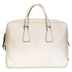 Portefeuille Bauletto Prada en cuir blanc Saffiano