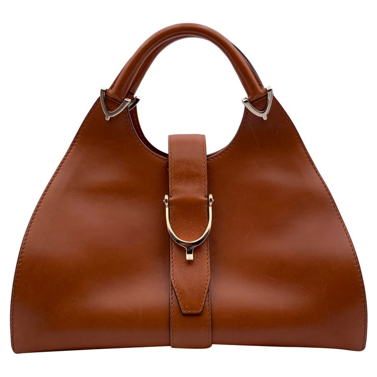Gucci Brown Leather Stirrup Hobo Bag Handbag Satchel For Sale at 1stDibs