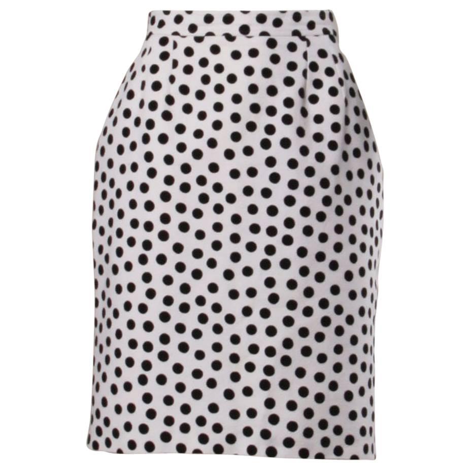 YSL Yves Saint Laurent Rive Gauche Vintage Black + White Polka Dot Skirt