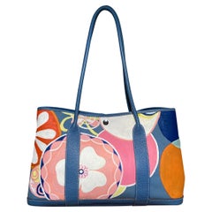 Hermes Blue Garden Party 40 Hand Painted