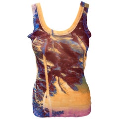 Top de malla semitransparente con estampado tropical Jean Paul Gaultier Soleil