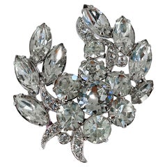 Vintage 1950s Eisenberg Clear Rhinestone Brooch