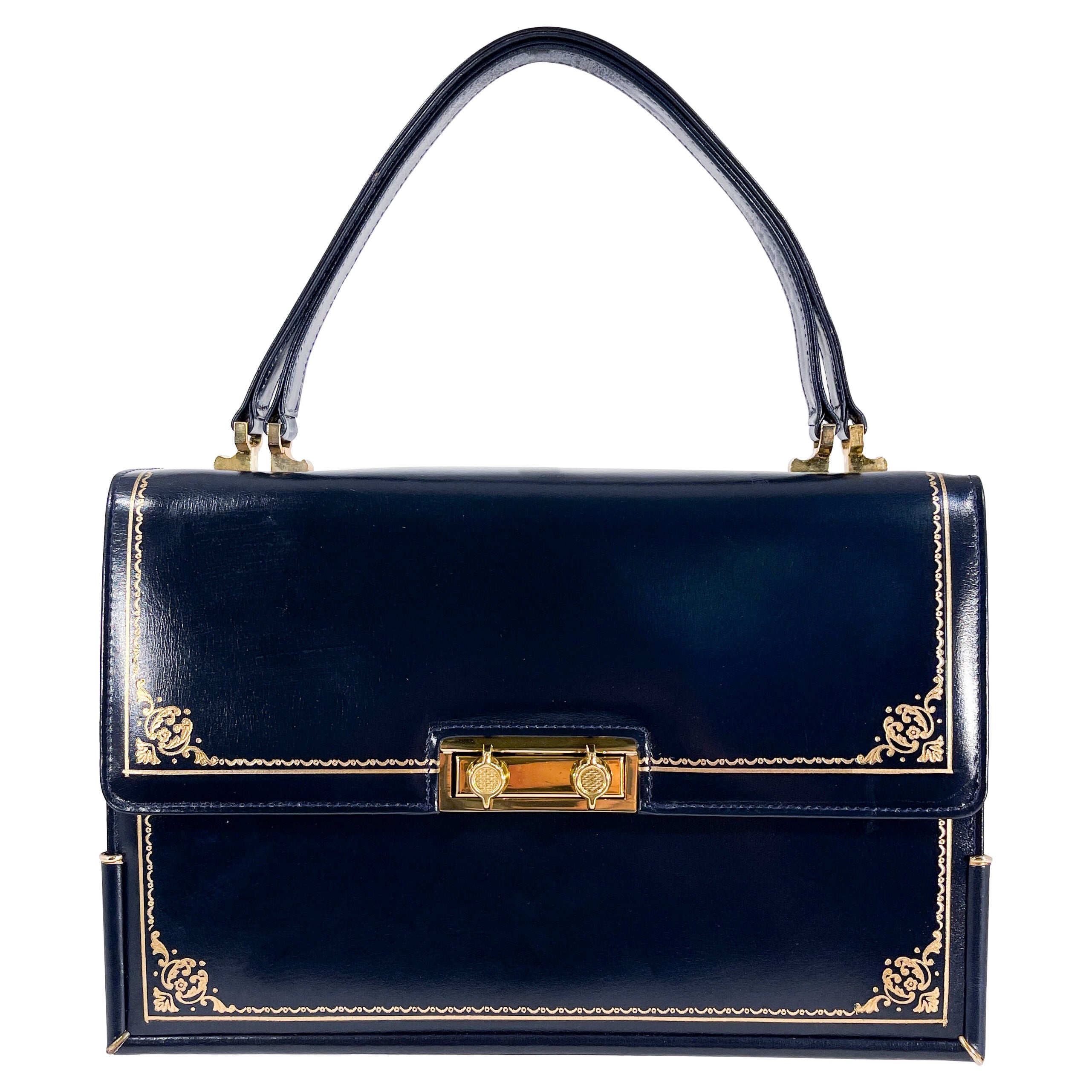 1950s Navy Blue Book Purse