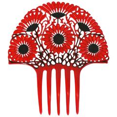 Art Deco French Celluloid Marguerite Hair Comb 1