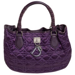 Dior Purple Cannage Quilted Satin and Leather Charming Hobo