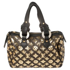 Used Louis Vuitton Black/Gold Monogram Canvas Limited Edition Eclipse Speedy 28 Bag