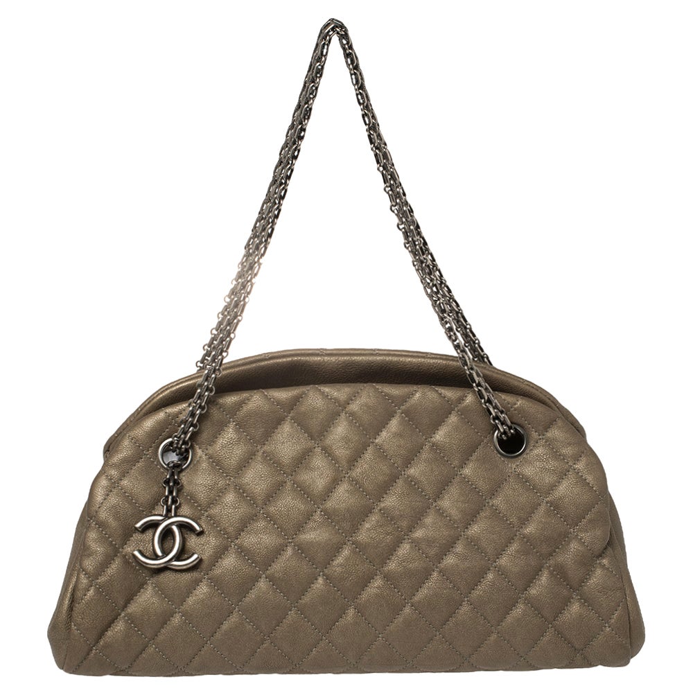 Chanel Metallic Beige Medium Just Mademoiselle Bowler Bag