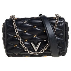 Louis Vuitton Black Quilted Studded Leather GO-14 Malletage PM Bag