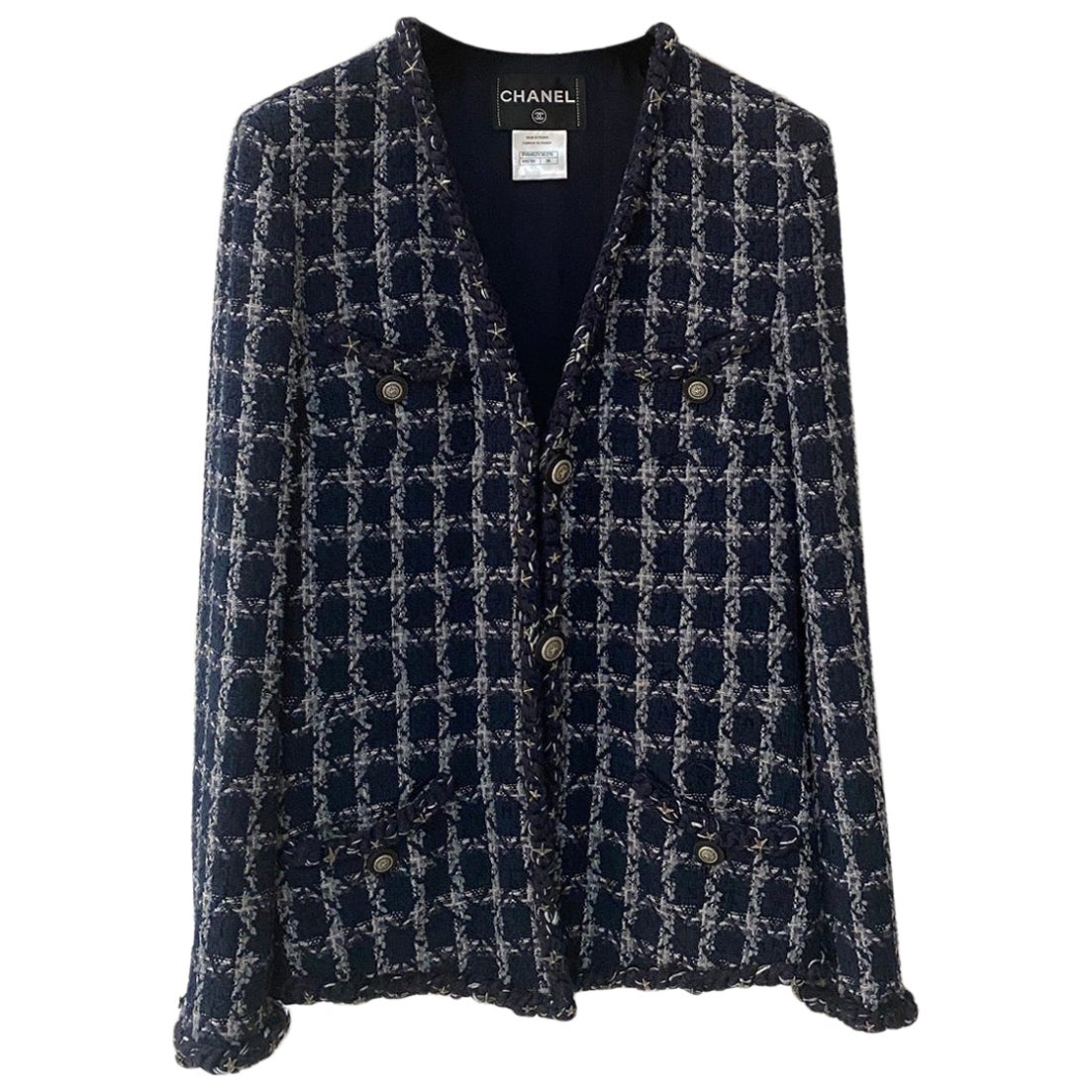Chanel Blue Ecru Wool Blend Tweed Paris-Dallas Jacket