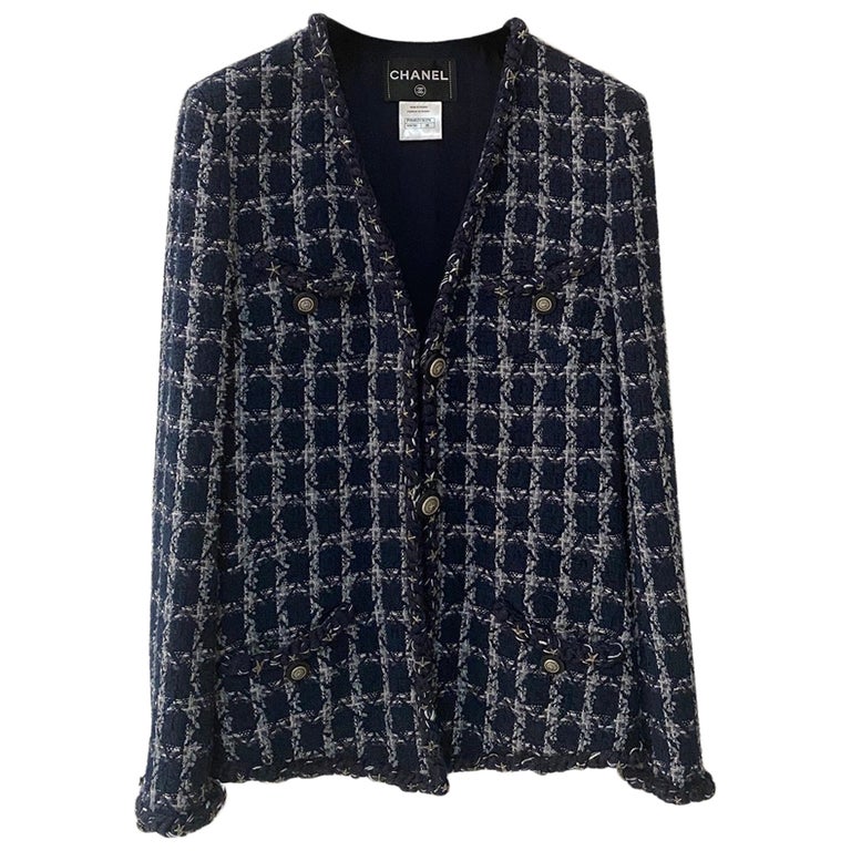 Chanel Blue Ecru Wool Blend Tweed Paris-Dallas Jacket at 1stDibs