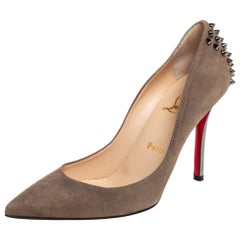Christian Louboutin Olive Green Suede Zappa Pointed Toe Pumps Size 37