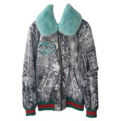 Gucci Host Graffiti Gray Bomber Jacket 