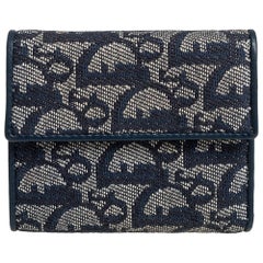 Dior Blaue schräge Brieftasche aus Segeltuch und Leder mit Klappe