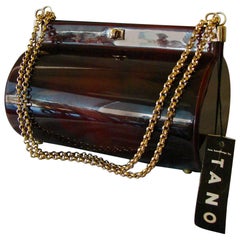 Retro Tano of Madrid Tortoise Lucite Handbag Purse 1950s New Deadstock Tags