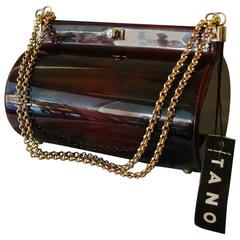Vintage Tano of Madrid Tortoise Lucite Handbag Purse 1950s New Deadstock Tags 8