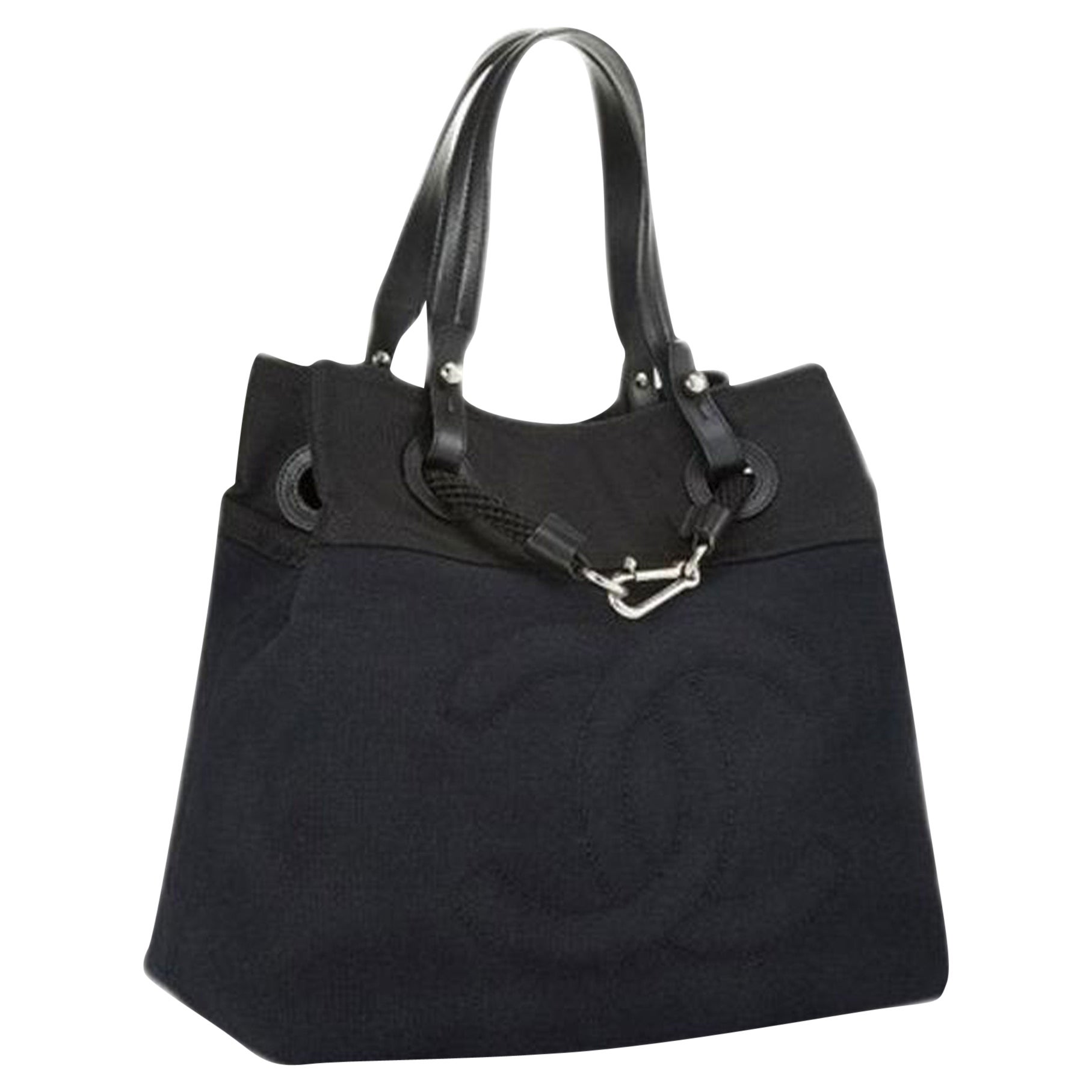 Chanel Shopping XL Timeless Beach Yacht Boating Detail Navy Canvas Nylon Tote For Sale