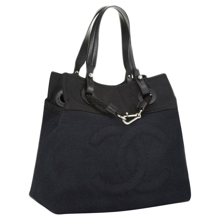 CHANEL, Bags, Chanel Shopping Xl Timeless Beach Yacht Boating Detail Navy  Canvas Nylon Tote