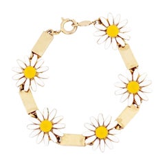 Vintage Enameled Daisy Link Bracelet By Accessocraft, 1970s