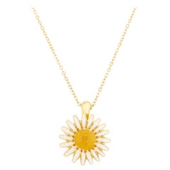 Enameled Daisy Flower Pendant Necklace By Joan Rivers, 1990s