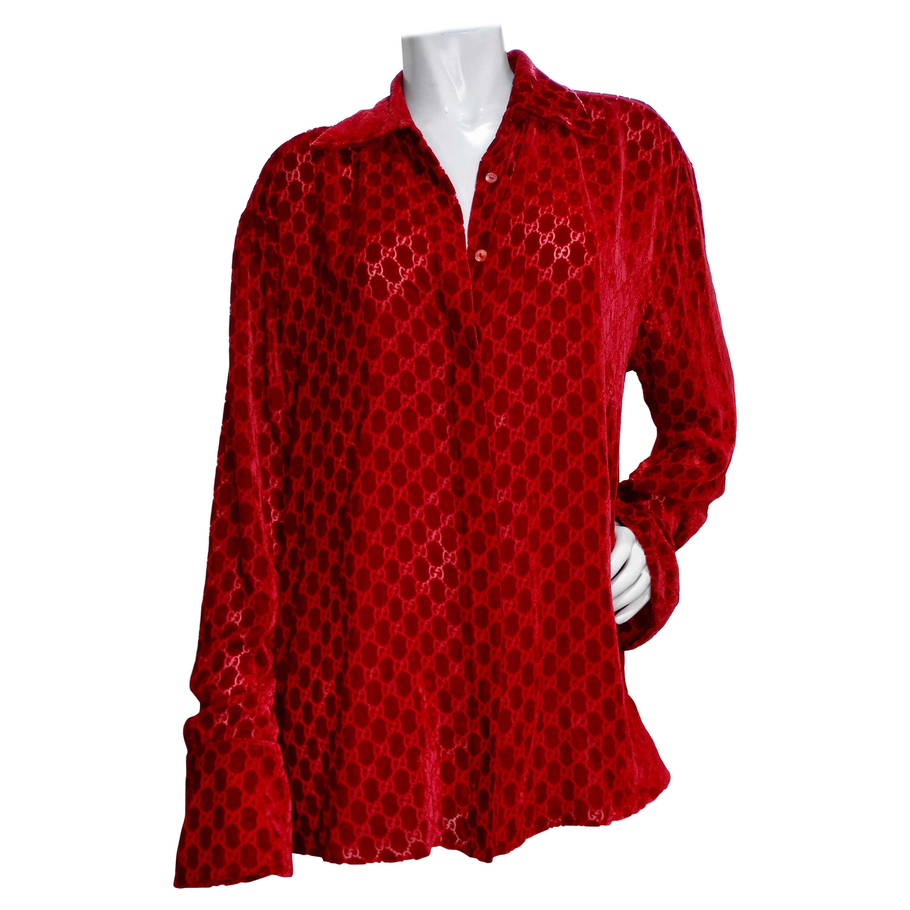 Gucci Tom Ford red velvet monogram shirt– KOSHARCHIVE