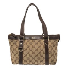 Gucci Beige/Brown GG Canvas and Leather Abbey Tote