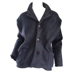 Vintage Comme des Garcons 1990s Charcoal Gray Mohair Slouchy 90s Blazer Jacket 11