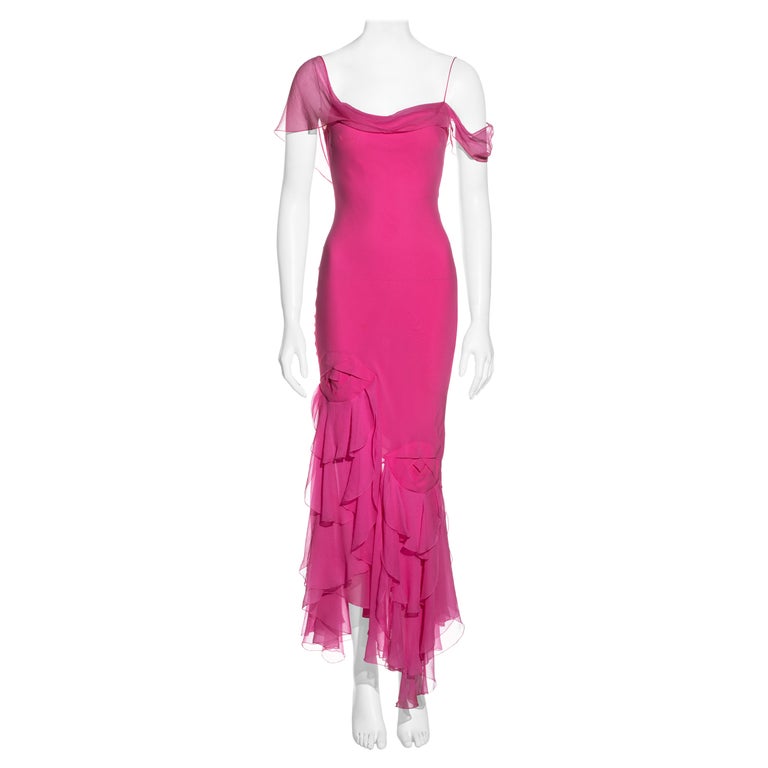 John Galliano hot pink silk chiffon bias cut evening dress, ss 2004 at ...