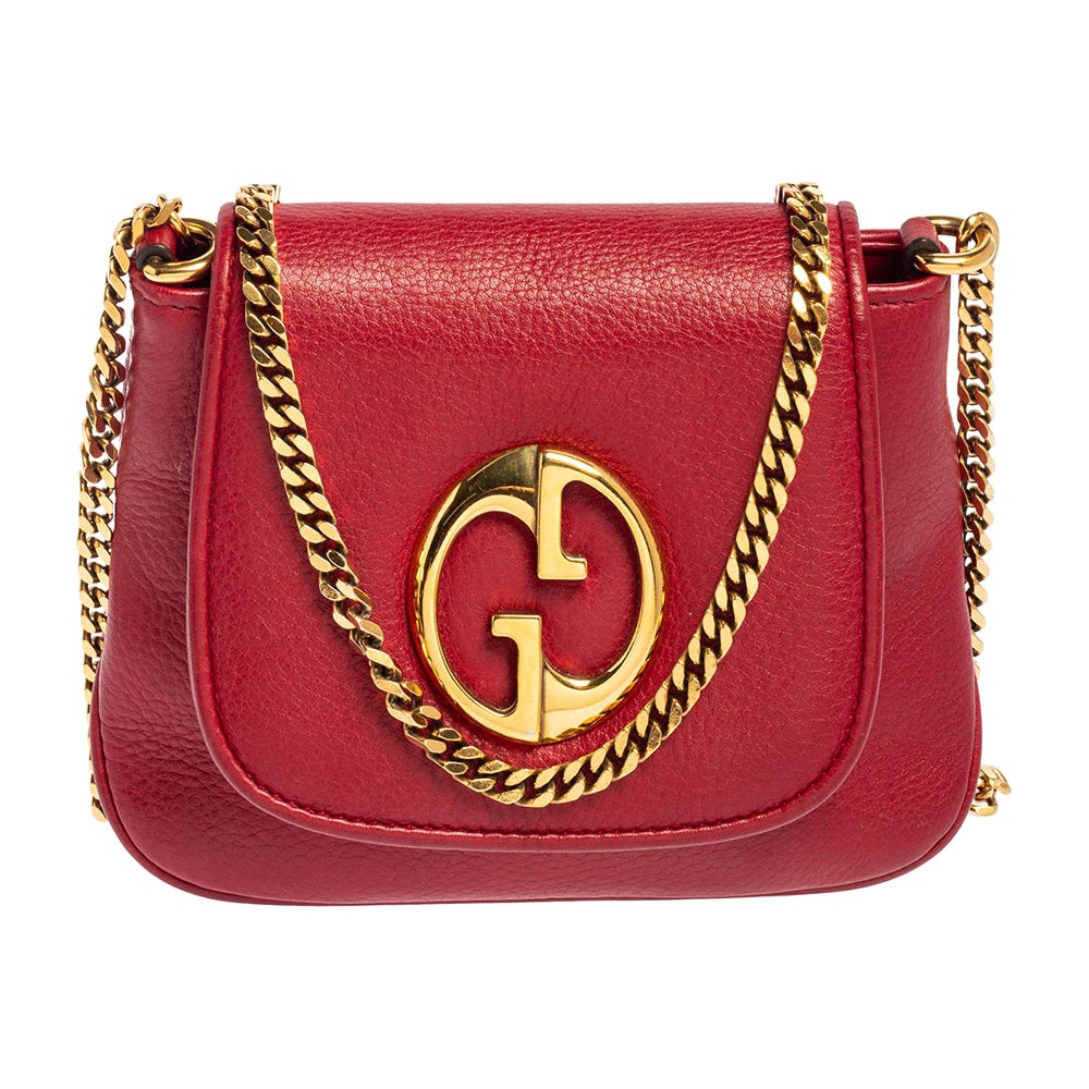 Gucci Red Leather Small 1973 Crossbody Bag