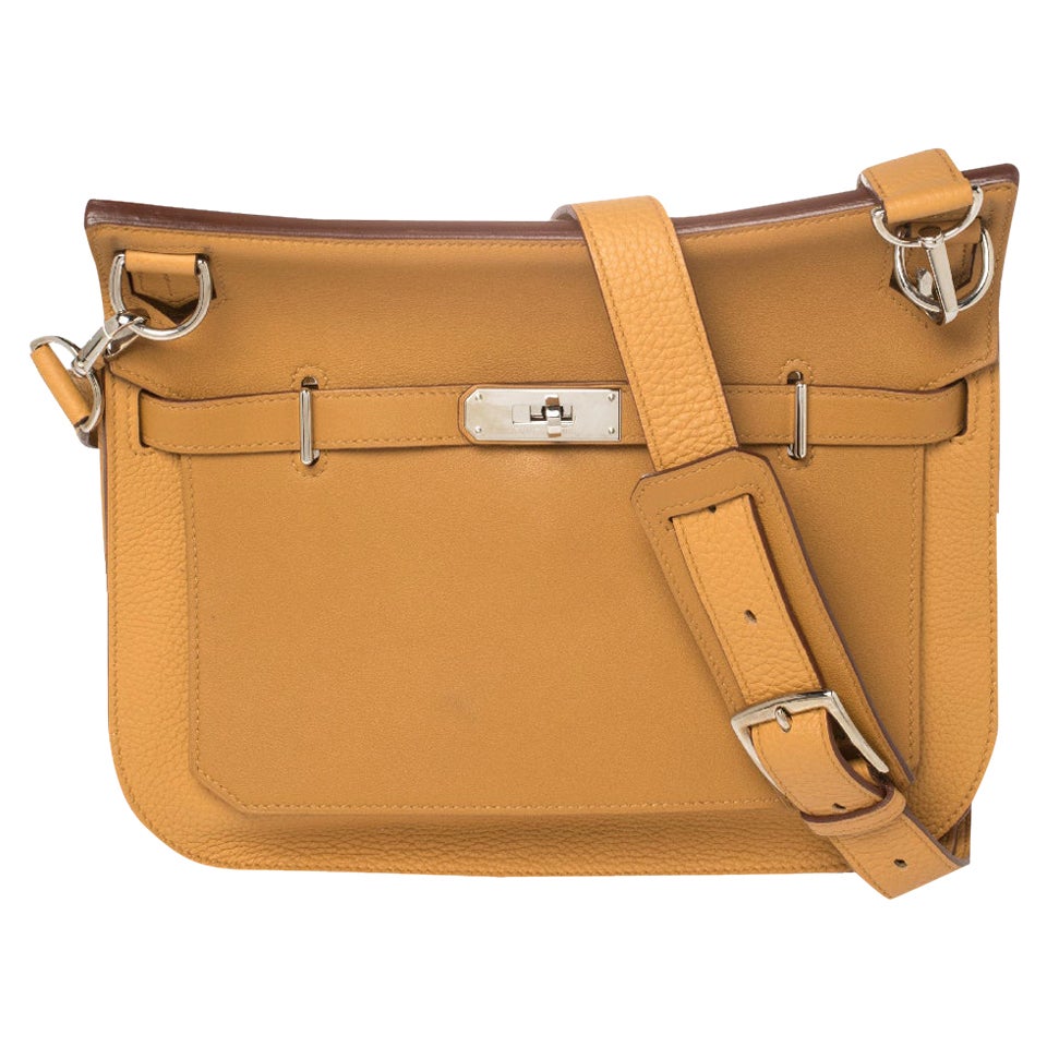 Hermes Natural Sable/Ocre Swift and Togo Leather Jypsiere 28 Bag